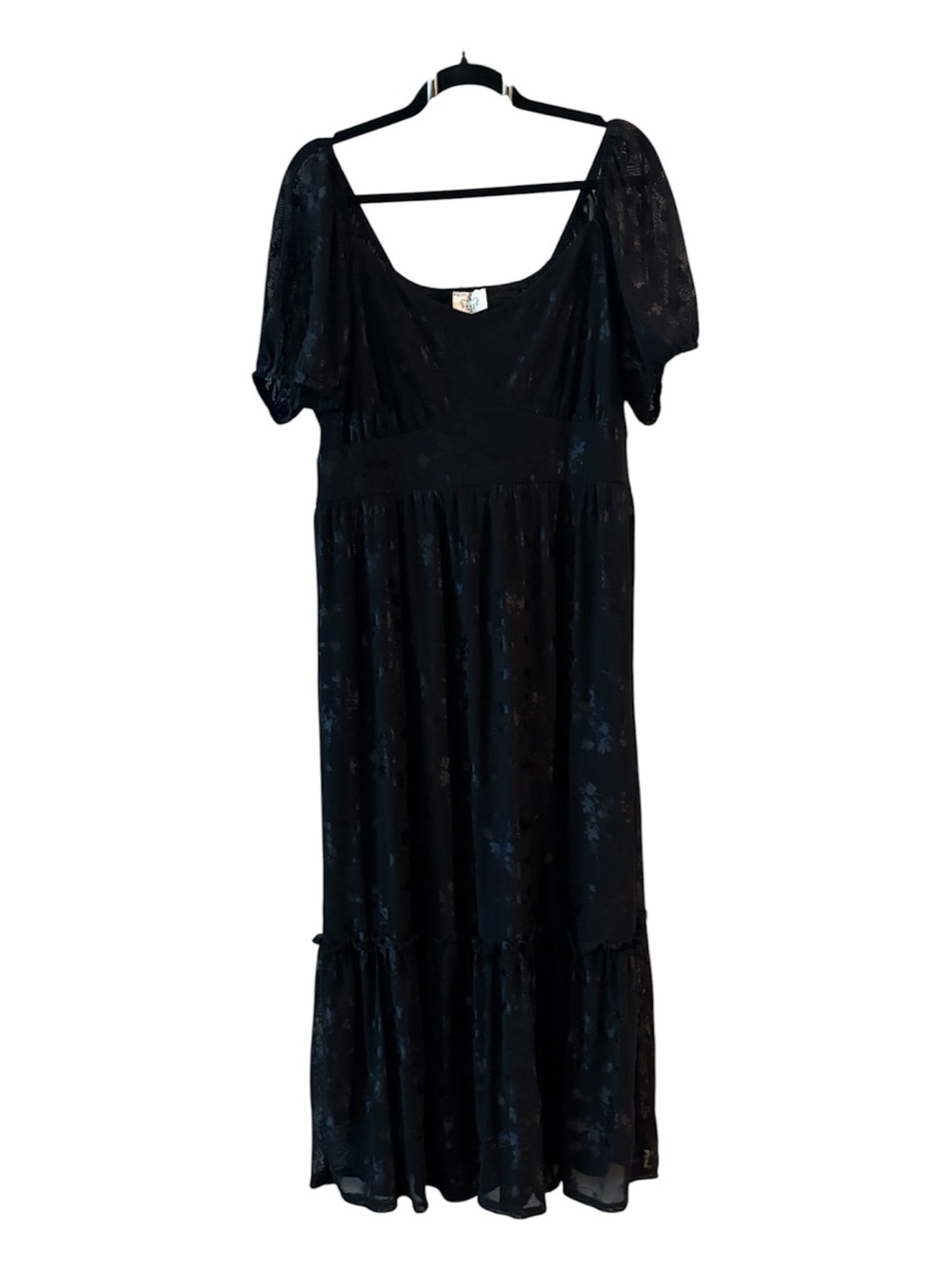 Ember by Made in Maui Black Floral Midi  Romantic Whimsigoth Dress Size 1X